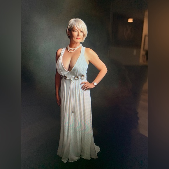 Roberto Cavalli V-neck plunge evening dress Sz 44 - Picture 5 of 13